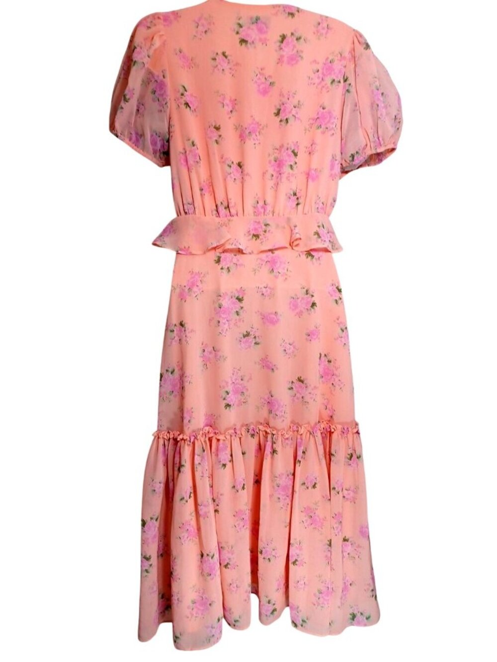 Loveshack Fancy Sz 6 Pink Rose Floral Chiffon Dress Cottage Core Boho Coquette - Picture 11 of 13